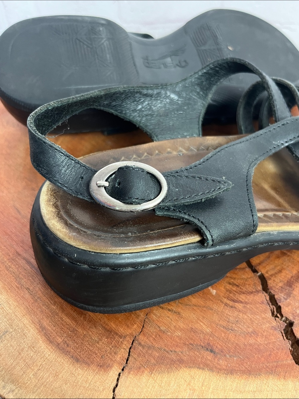 Dansko Black Leather Evita Sandals - Picture 8 of 11